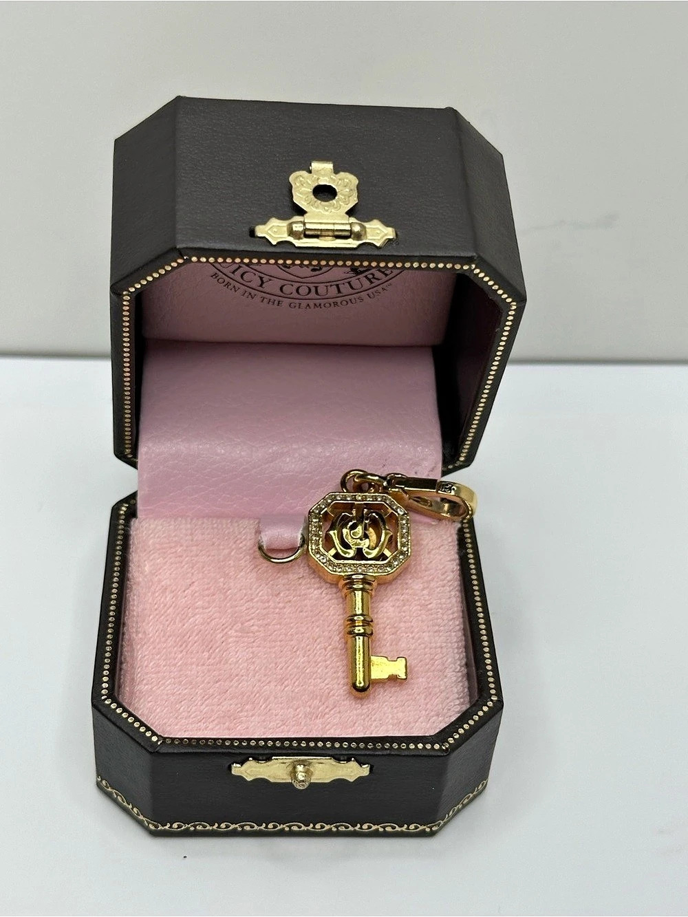Juicy Couture Vintage Gold Pavé Key Charm Y2K New in Original Box